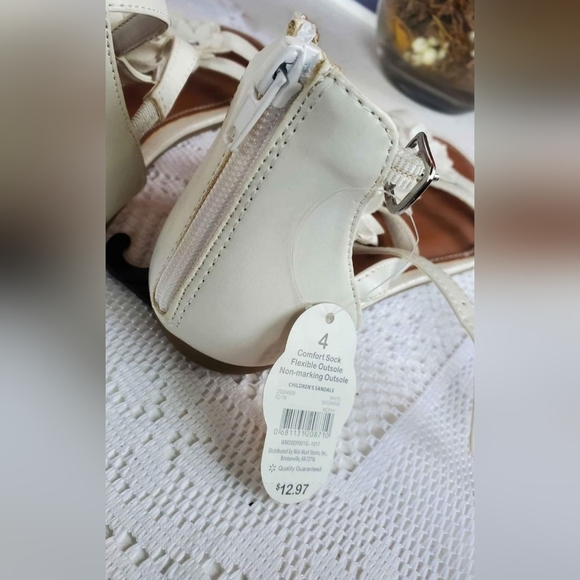 New Wonder Nation Floral Zipped Back Open-Toed Ankle Wrap Flats Sandal Fits 4/5 - Picture 7 of 7